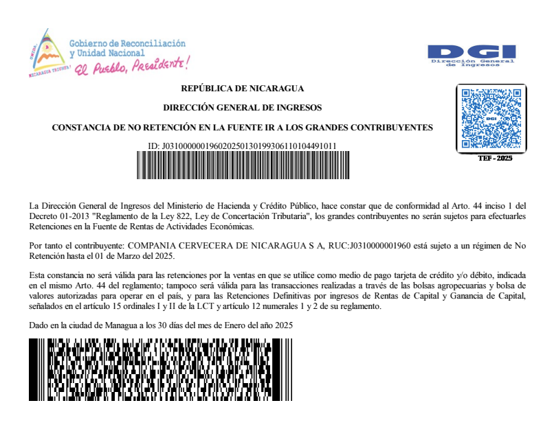 CONSTANCIA DE NO RETENCION DGI 2_ CCN VENCE EL 29 DE ENERO DE 2025